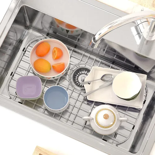 Miniatura 3 de SANNO Rejilla de fregadero de cocina de acero inoxidable para fregadero de cocina, protector de fregadero de rejilla para la parte inferior