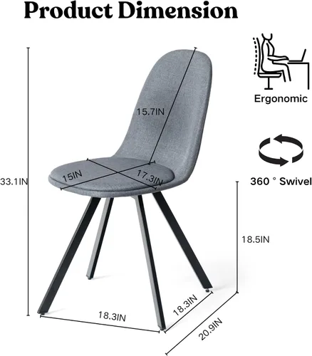 Miniatura 3 de Homy Casa Juego de 4 sillas giratorias de comedor, sillas laterales giratorias de 360°, sillas de estilo moderno de mediados de siglo, sillas