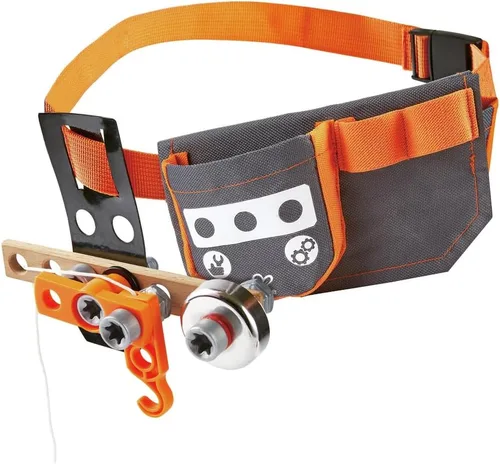 Miniatura 2 de Hape Junior Inventor Scientific - Cinturón de herramientas 19 piezas de componentes utilitarios STEAM cinturón de almacenamiento de herramientas