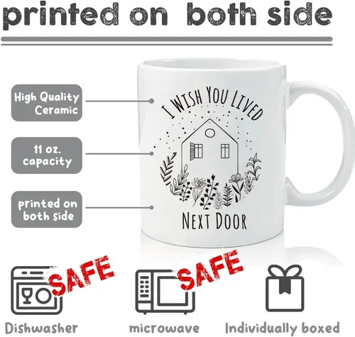 Miniatura 2 de Taza con texto en inglés "I Wish You Lived Next Door", regalo de amistad, regalo sentimental de amistad de larga distancia para mujeres, mujeres