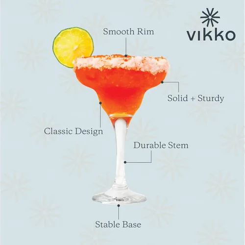 Miniatura 2 de Vikko Juego de 6 vasos de Margarita de 10 onzas, cristal transparente de margarita, cristalería cosmopolita para margaritas, bebidas congeladas