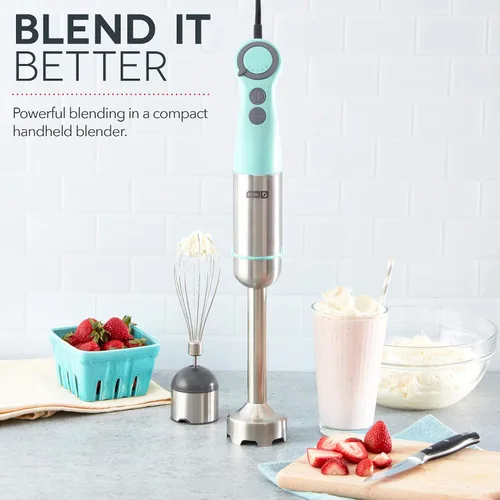 Miniatura 2 de Dash Chef Series - Batidora de mano de inmersión de 5 velocidades con cuchillas de acero inoxidable, accesorio para batidora y guía de recetas