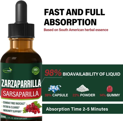 Miniatura 4 de Gotas de extracto de raíz de zarzaparrilla para limpieza del hígado, desintoxicación y reparación, suplemento de apoyo inmunológico con diente