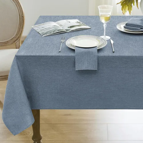 Miniatura 17 de Softalker Mantel pequeño rectangular con textura de lino de 52 x 70 pulgadas, para exteriores, resistente a las manchas y a las arrugas, decorativo