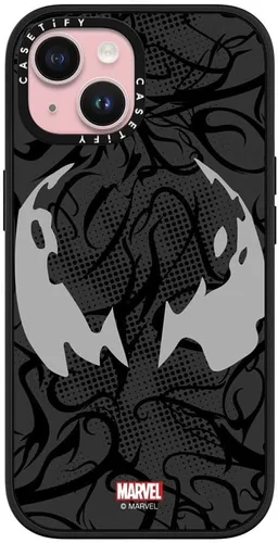 Miniatura 9 de CASETiFY Impact - Funda para iPhone 13 [Spider-Man Co-Lab / protección contra caídas de 6.6 pies] - Máscara Venom - Negro transparente