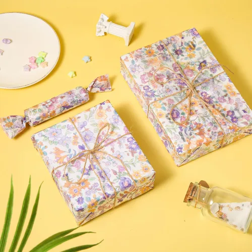 Miniatura 3 de 30 piezas de papel de regalo estampado de flores, 13.77 x 19.68 pulgadas, papel de seda floral morado, paquete de regalo, papel de seda