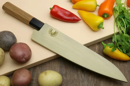 Miniatura 7 de Yoshihiro VG-10 Cuchillo de chef japonés Gyuto de Damasco martillado de 46 capas (mango de ambrosía octogonal) (7 pulgadas (7.087 in)