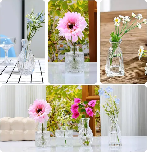 Miniatura 6 de Mapoxy Juego de 4 Jarrones de Vidrio para Brotes, Pequeños Jarrones de Flores para Centros de Mesa de Boda y Decoraciones de Mesa, Mini Jarrones