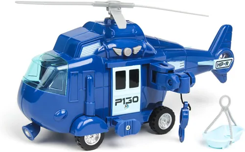 Miniatura 8 de OMGTOY Helicóptero militar, avión de la fuerza aérea de juguete con cesta colgante luces y sonidos para niños (negro)