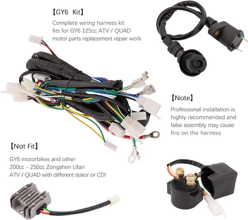 Miniatura 4 de Kit completo de arnés de cableado GY6 para arnés de cableado 50cc 70CC 90CC 110CC 125cc 4 tiempos ATV Dirt Bike Moped Quad Go Kart Scooter Eléctrico