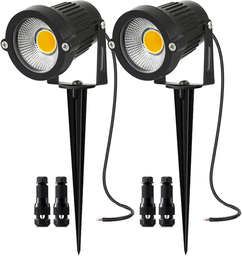 Miniatura 12 de 1 paquete de luces LED de bajo voltaje para paisaje, 5 W, iluminación de paisaje con conectores CA/CC 12 V-24 V, foco para exteriores, IP66