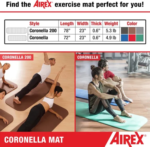 Miniatura 6 de AIREX Tapete oficial de Coronella – Esterilla de entrenamiento en casa para rehabilitación, entrenamiento de fuerza, aeróbicos, fitness acuático