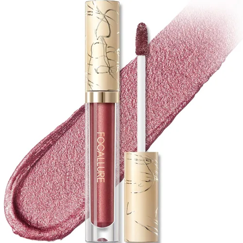 FOCALLURE Lápiz labial líquido metálico, brillo de labios de copa antiadherente, color de labios de alto impacto con desgaste a prueba de RD01 Amor