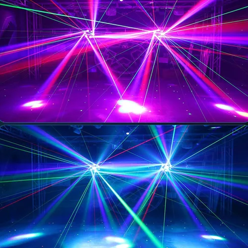 Miniatura 4 de JUNMAN 6 Cabezas Luz de LED de Efecto Móvil Cabeza de Abeja Luz de Lavado para DJ, Iluminación de Escenario de Discoteca con Tira de LED, Paquete