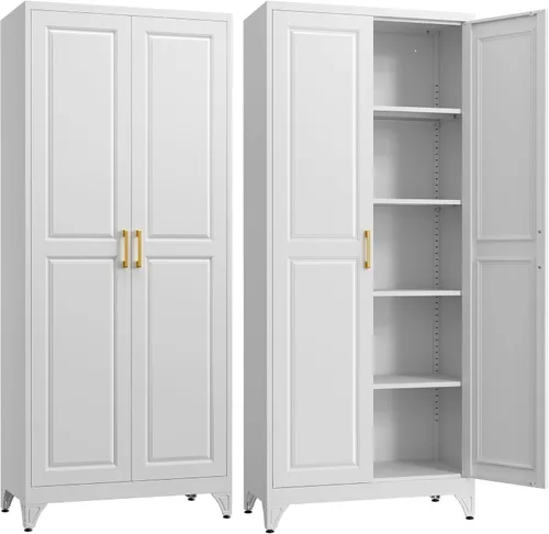 Miniatura 10 de SteeLoong - Gabinete de despensa de cocina, gabinetes de almacenamiento de despensa de metal azul de 71" con puertas y 4 estantes ajustables