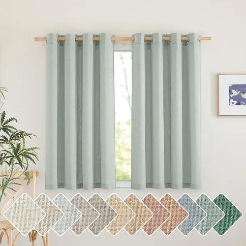 Miniatura 207 de NICETOWN Cortinas de lino natural con textura de lino para dormitorio, mezcla de lino rústica con ojales en la parte superior, semitransparentes