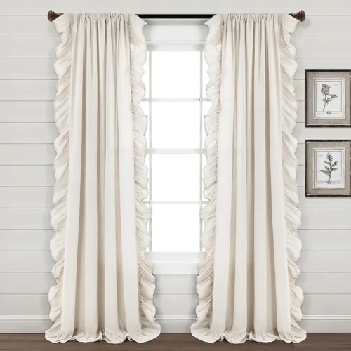 Miniatura 2 de Lush Decor Panel de cortina de lino con volantes (panel individual), 84 pulgadas de largo x 54 pulgadas de ancho, gris claro
