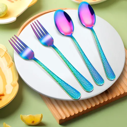 Miniatura 4 de LIANYU Juego de cubiertos de 10 piezas para niños, juego de cubiertos de acero inoxidable para niños preescolares, incluye 5 cucharas para niños, 5