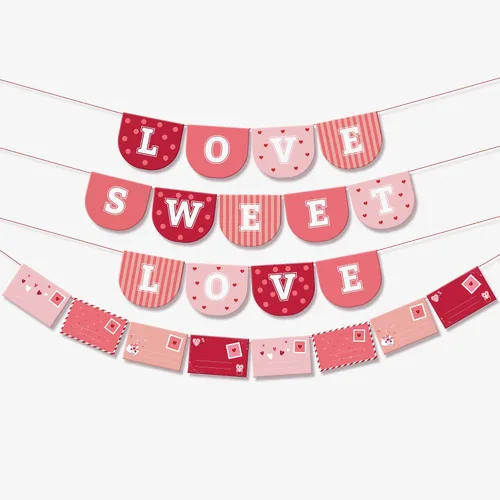 Miniatura 11 de KatchOn, Cartel de feliz San Valentín con purpurina, 10 pies, sin bricolaje, guirnalda de corazón rojo y rosa para decoraciones del día de San
