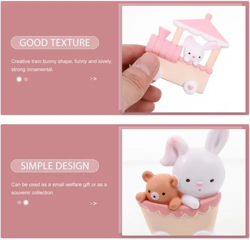 Miniatura 7 de PRETYZOOM 3 piezas de mini adornos de conejo para tartas de 2.2 x 2.2 pulgadas, adornos de muñeca de conejito en miniatura, decoraciones de pastel