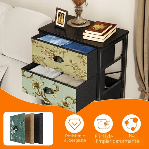Miniatura 6 de Furnulem Cómoda de 4 cajones, mesita de noche vertical para niños, adultos, cómoda de tela para dormitorio, sala de estar, armario, guardería