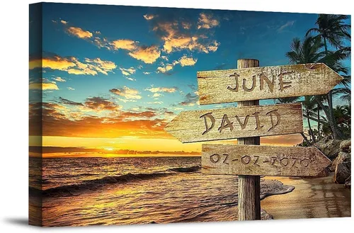 Miniatura 16 de Bosque Otoñal Foto o Impresiones en Lienzo Personalizadas Únicas con Nombres de la Pareja y Fecha Especial en Letrero, Regalo Perfecto