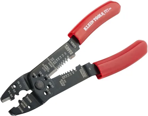 Miniatura 4 de Klein Tools 1001 Herramienta multiusos, fabricada en EE. UU., pelacables / cortador de alambre / crimpadora para 8-22 AWG, herramienta multiusos