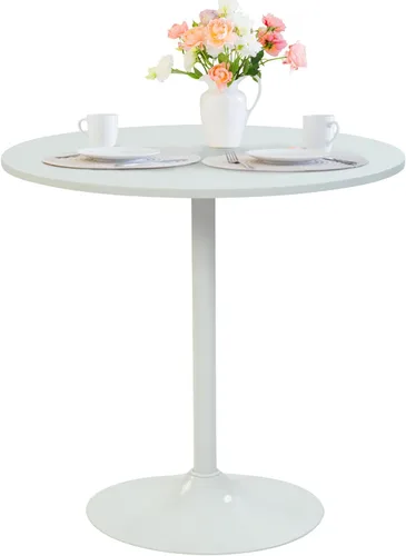 Miniatura 8 de FurnitureR Mesa de comedor redonda de mediados de siglo de 31.5 pulgadas para 2-4 personas con base de pedestal para el hogar, oficina, sala de Negro