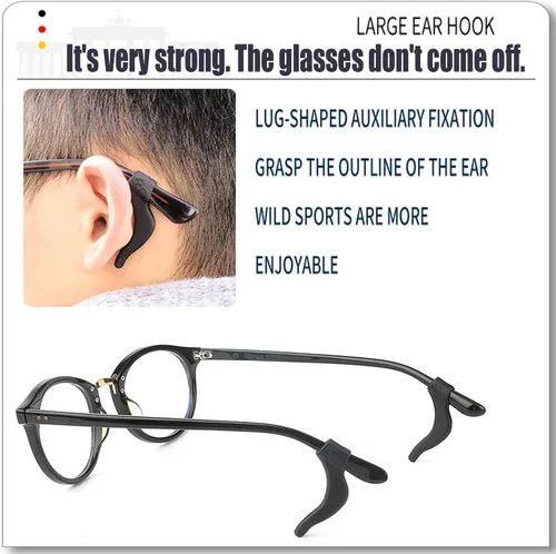 Miniatura 6 de MOLDERP Agarres para Orejas de Anteojos - 21 Pares Antideslizantes para Gafas, Cómodas Puntas de Patillas de Silicona Elástica, Retenedor de Manga