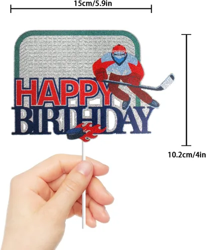 Miniatura 2 de Decoración para tartas de hockey sobre hielo, decoración de tartas, temática deportiva, suministros de fiesta de cumpleaños para niños, niños
