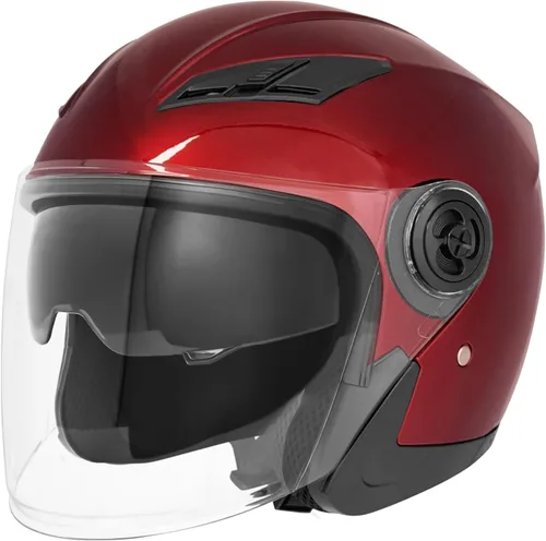 Miniatura 9 de SanQing Casco de motocicleta de cara abierta 3/4 aprobado por DOT con doble visera solar unisex para adultos para scooter, crucero, chopper