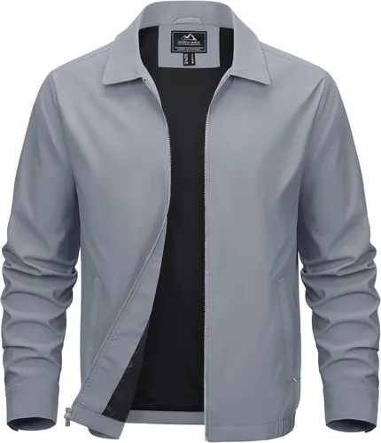 Miniatura 15 de MAGCOMSEN Chaquetas Ligeras para Hombre con Cremallera Completa Abrigo Ligero Chaqueta de Cuello Extendido Chaqueta Cortavientos Casual