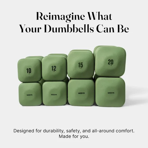 Miniatura 6 de WeGym SafeGrip Square Dumbbells with Anti Slip Handles, Aesthetic Free Weights for Home Workouts, Stable Design Prevents Rolling during Floor Bosque