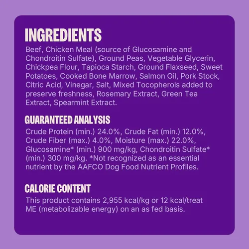 Miniatura 7 de Wellness CORE Healthy Joints Golosinas suaves para perros, naturales, sin granos, receta de carne, bolsa de 9 onzas