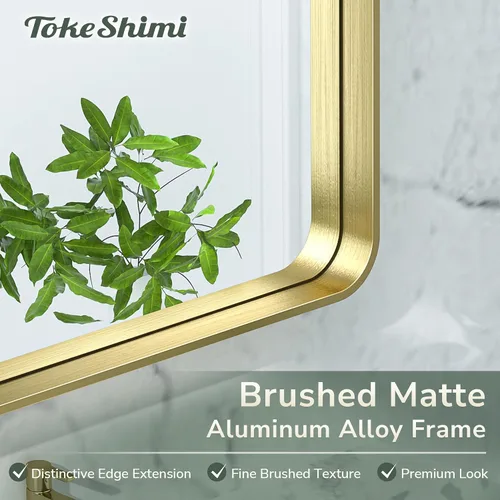 Miniatura 115 de TokeShimi - Espejo para pared de baño, espejo de tocador con marco de metal de aleación de aluminio mate cepillado e inoxidable, decoración rústica