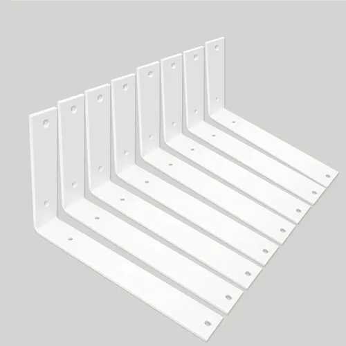 Soportes para estantes de pared de 10 pulgadas, 8 soportes resistentes para estantes, soportes industriales rústicos de metal blanco para estantes