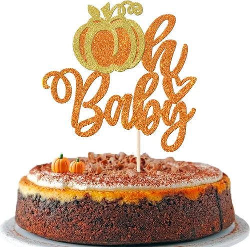 Miniatura 14 de Rsstarxi Paquete de 36 adornos para cupcakes de calabaza pequeña, revelación de género, baby shower, fiesta, decoración de tartas, calabaza