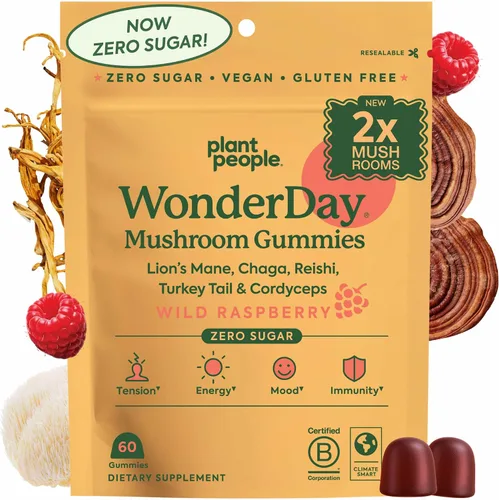 Miniatura 11 de Plant People WonderDay - Gomitas de hongos, melena de león, Cordyceps, suplemento de hongo Chaga para apoyar el sistema inmunológico, desestresar