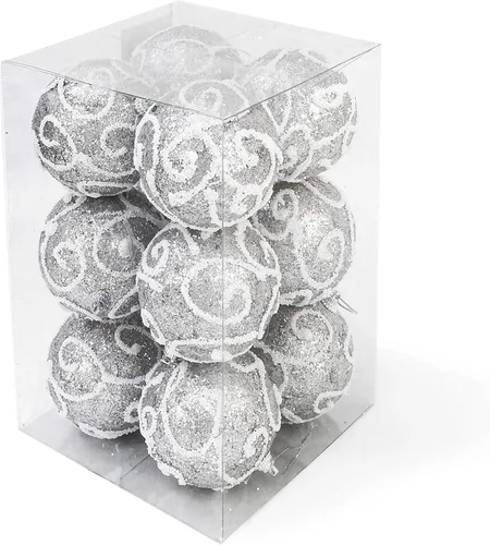 Miniatura 10 de Allgala Paquete de 12 bolas de adorno para árbol de Navidad de 3 pulgadas, bolas de espuma decoradas con purpurina, bolas de Navidad grandes, oro