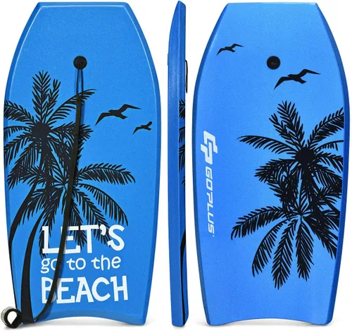 Miniatura 14 de Goplus Tabla de cuerpo ligera de 41/37/33 pulgadas para playa, tabla de surf con núcleo EPS, cubierta XPE, parte inferior lisa de HDPE, correa