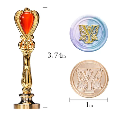 Miniatura 2 de Sello de cera de sellado con letra Y, sello de cera del alfabeto Lucky Goddness Y, dorado