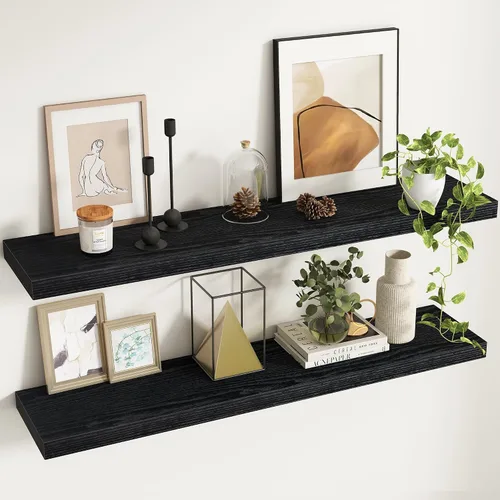 Miniatura 62 de Fun Memories Estantes flotantes – Estante de pared de 9.3 pulgadas de profundidad para decoración y almacenamiento – Estantería de exhibición