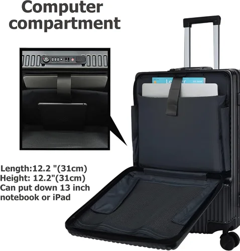 Miniatura 4 de feilario Equipaje extensible con ruedas giratorias rígidas de 360, maleta de mano ABS impermeable con carga USB y bloqueo TSA para negocios
