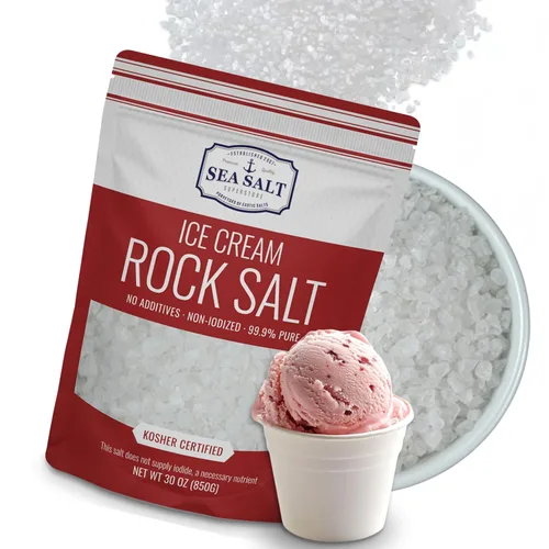 Sal de roca para hacer helados, sal gruesa y no yodada universalmente compatible para todas las máquinas de helados, bolsa de 30 onzas