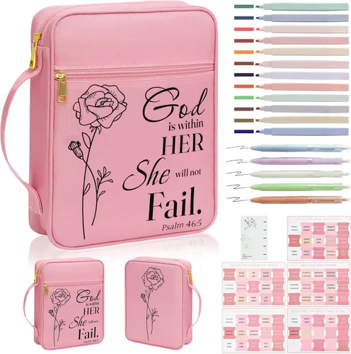 Miniatura 8 de GUEER Funda para Biblia para hombres, Portabiblia, Funda para Biblia Bolsa Organizadora de Transporte, con Cremallera y Bolsillos para Biblia