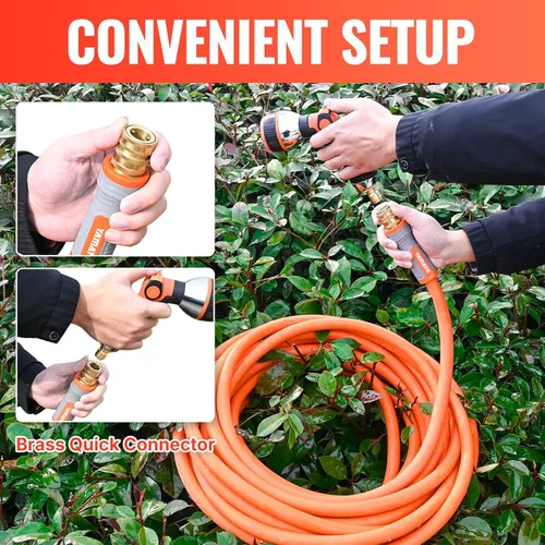 Miniatura 5 de YAMATIC Manguera de jardín de 5/8 pulgadas x 100 pies, accesorios giratorios ergonómicos, resistencia a explosión de 600 PSI, manguera de agua