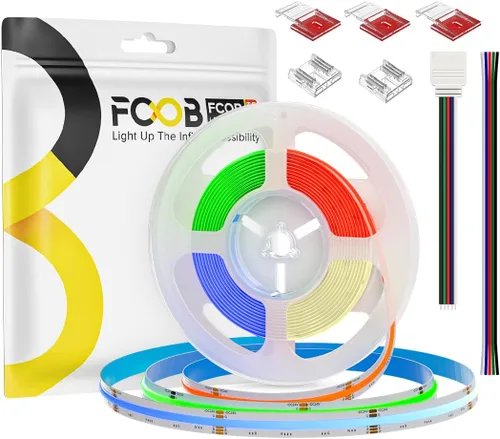 COB - Tira LED RGBW 4000K 896LEDs/m 9.84FT DC24V Flexible de alta densidad Uniforme Color Chasing Tiras COB Tiras de luz 0.472 in para decoración