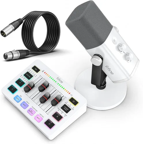 Miniatura 10 de Paquete de equipo de juego FIFINE, set de micrófono de juego dinámico XLR/USB con mezclador de audio para streaming para grabación de podcast, video