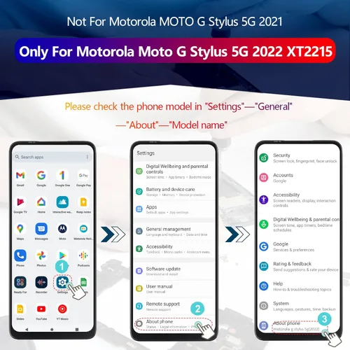 Miniatura 2 de Pantalla para Motorola Moto G Stylus 5G 2022 Reemplazo de pantalla para Motorola G Stylus 5G 2022 XT2215 XT2215-1 XT2215DL Pantalla LCD Pantalla