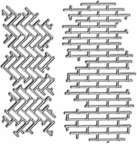 2 piezas de troqueles de rejilla irregulares de metal, troqueles de ladrillo de pared, plantillas de molde para manualidades, plantillas de moldes